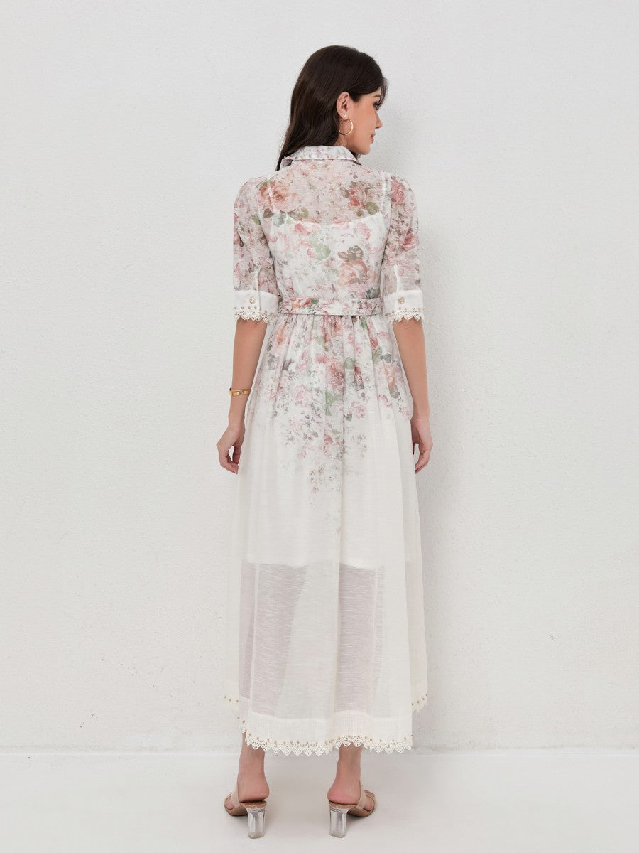 Vintage Floral Print Blazer-Style Dresses