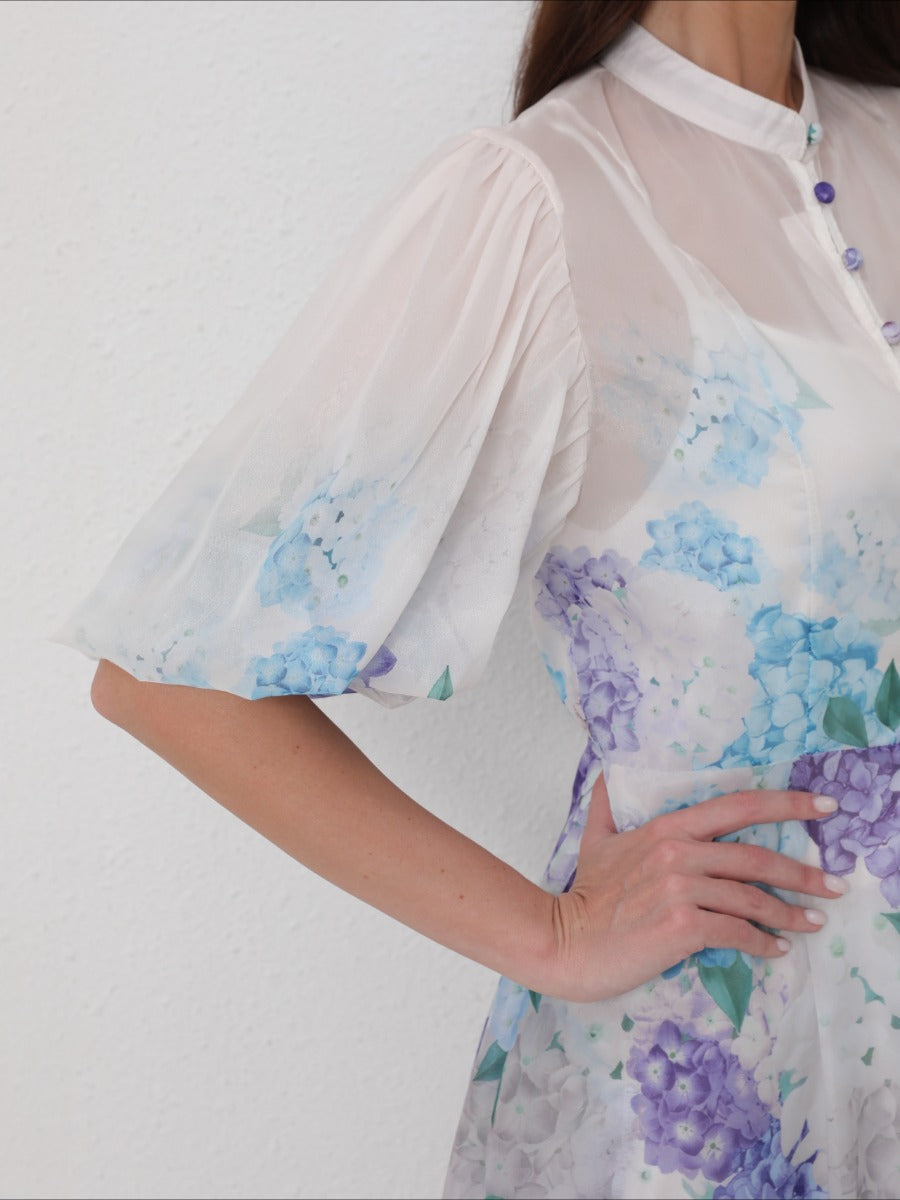 Floral Print Short Sleeve Maxi Dresses