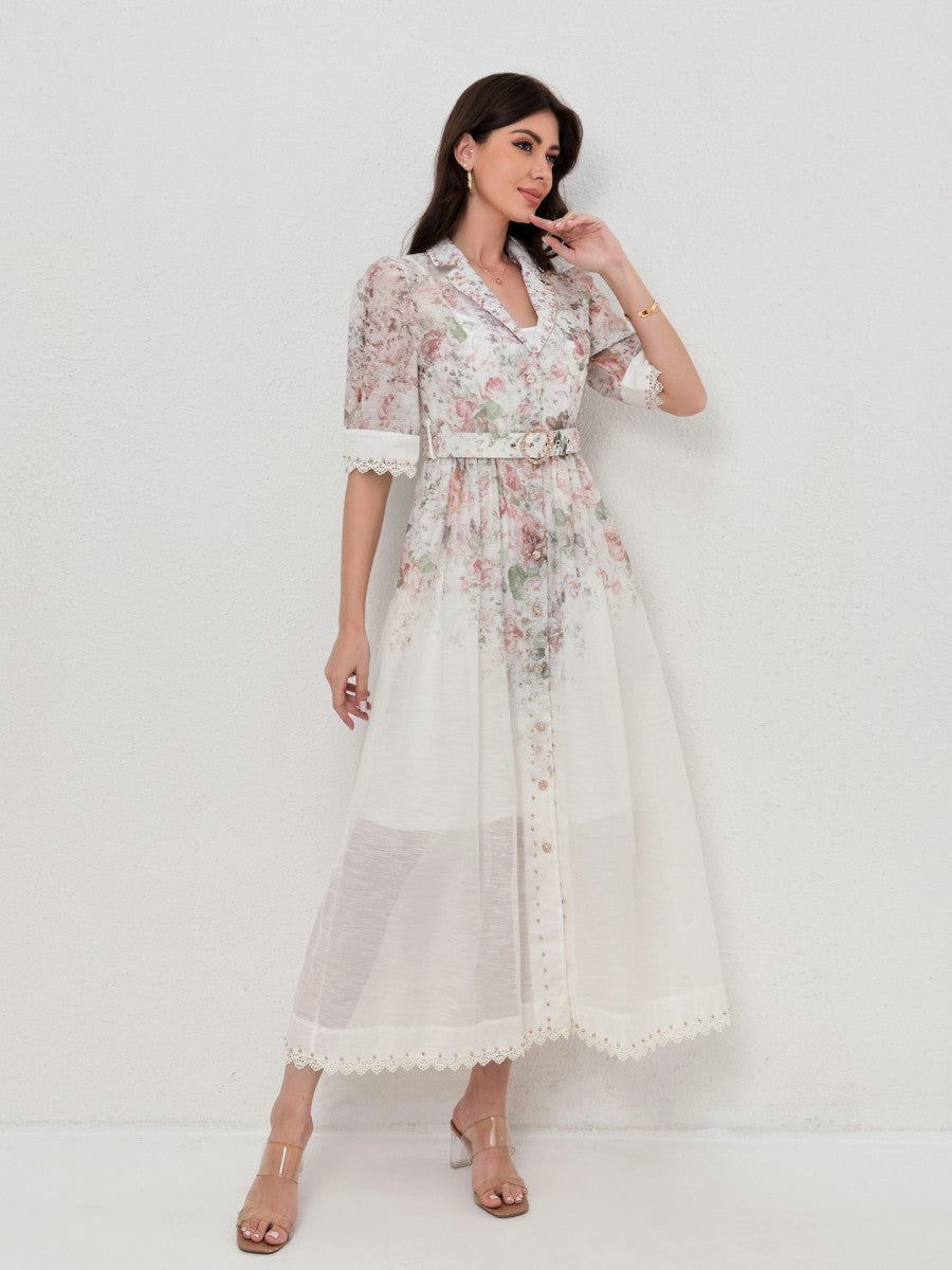 Vintage Floral Print Blazer-Style Dresses