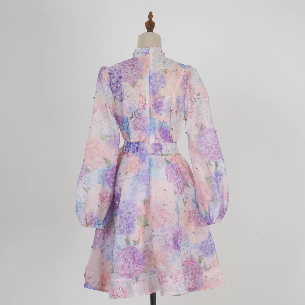 Lantern Sleeve Floral Print Dress