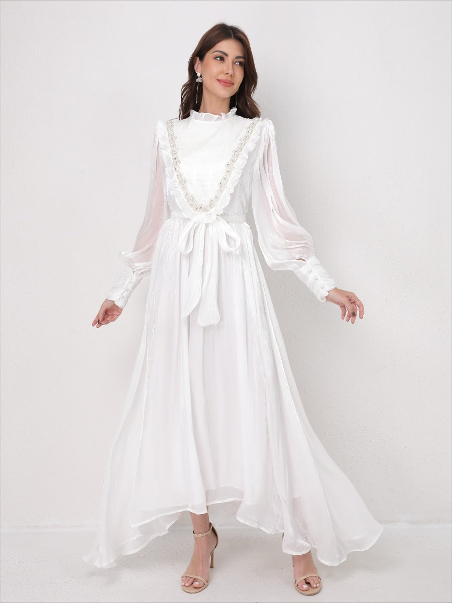Vintage Lace Panel Embroidery Dress