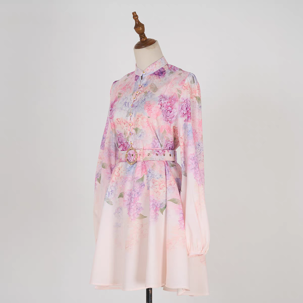 Linen Multi-color Flower Pattern Short Dress