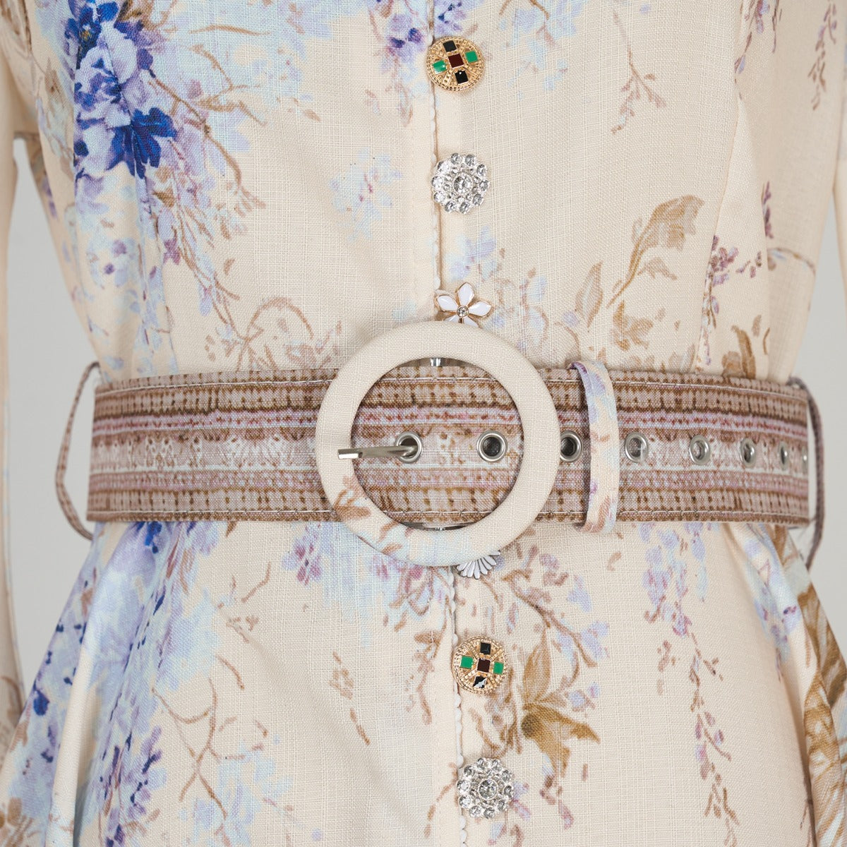 Printed Long Sleeved Cotton Short Dress