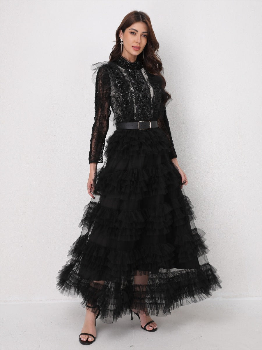 Elegant Sequin-Beaded Tulle Dress