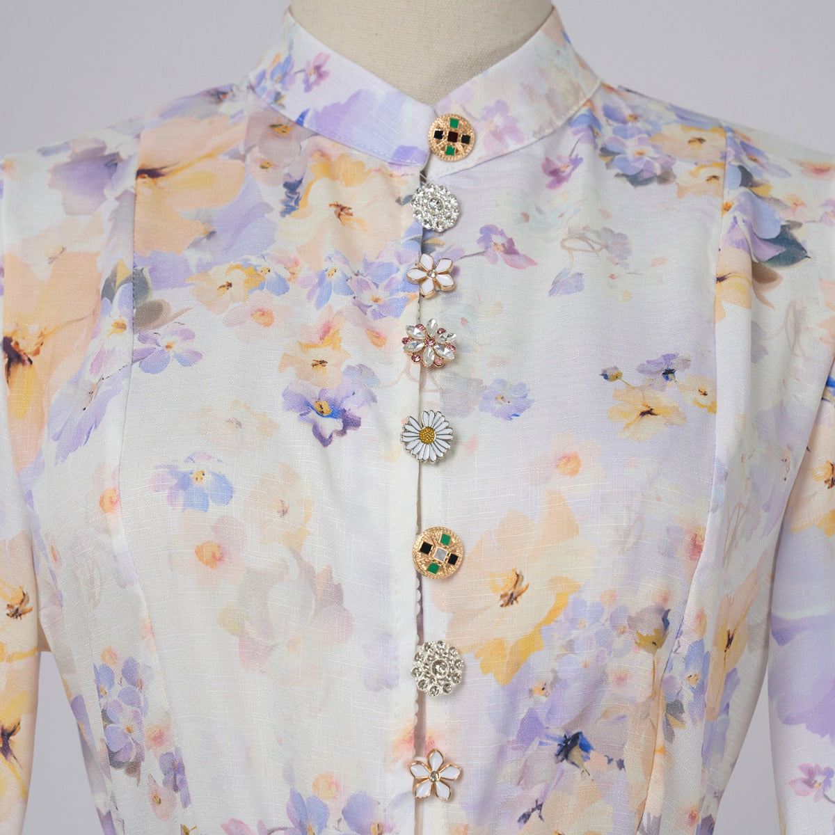 Button Up Lantern Sleeve Midi Dresses