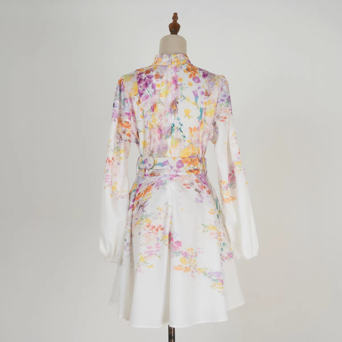 Printed Stand Up Collar Dress