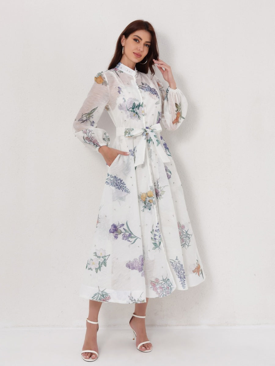 Rhinestone Silk-Linen Maxi Dress