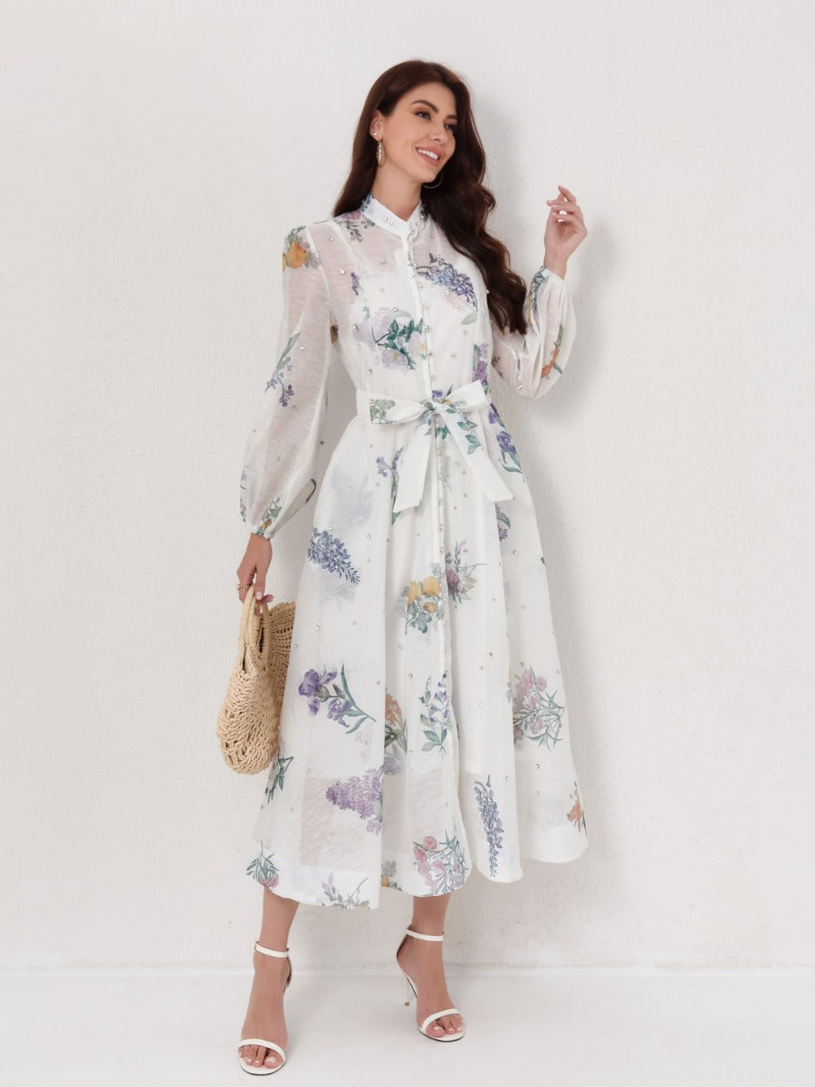 Rhinestone Silk-Linen Maxi Dress