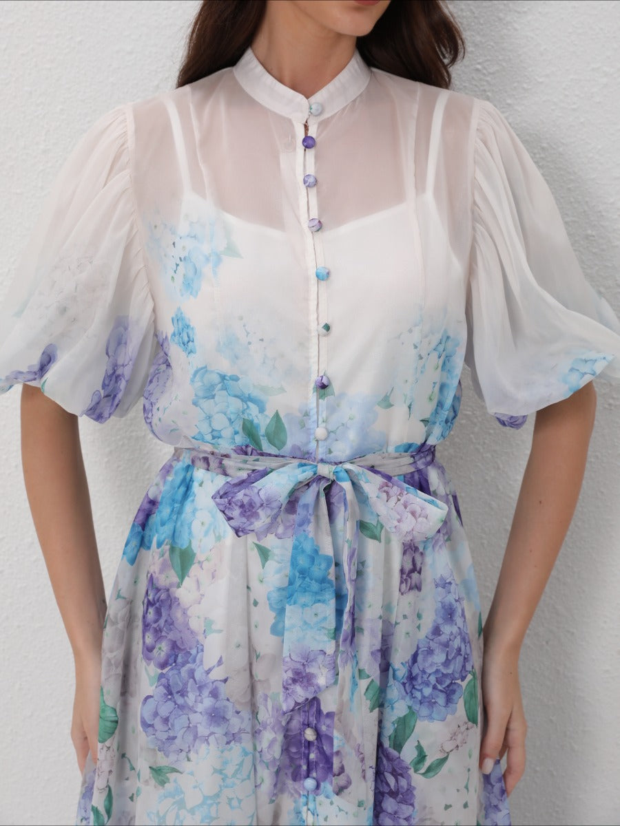 Floral Print Short Sleeve Maxi Dresses