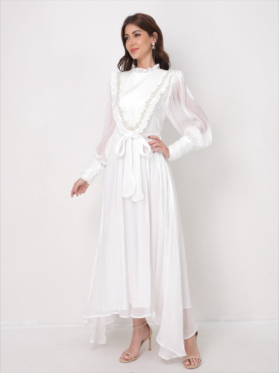 Vintage Lace Panel Embroidery Dress