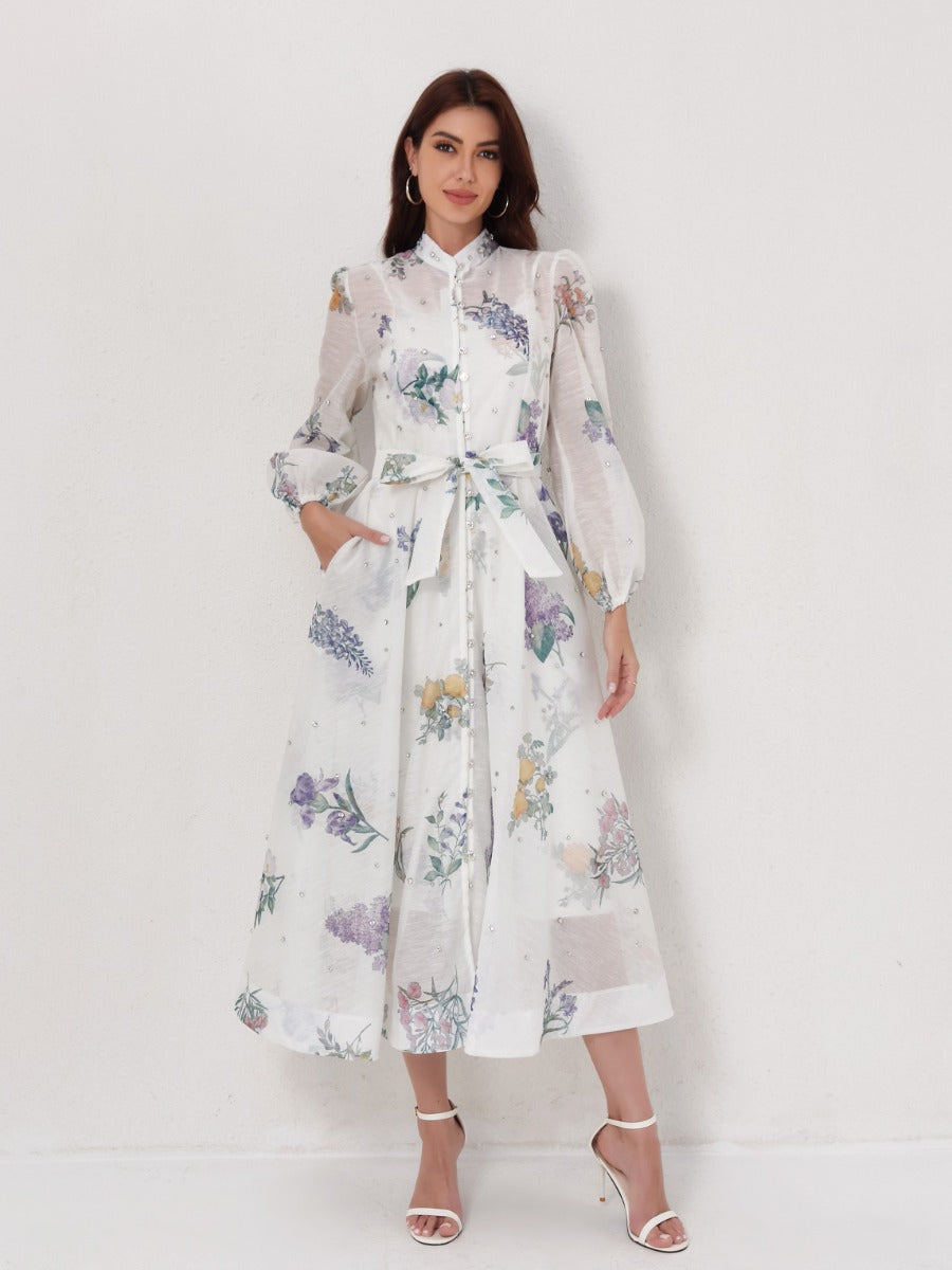 Rhinestone Silk-Linen Maxi Dress