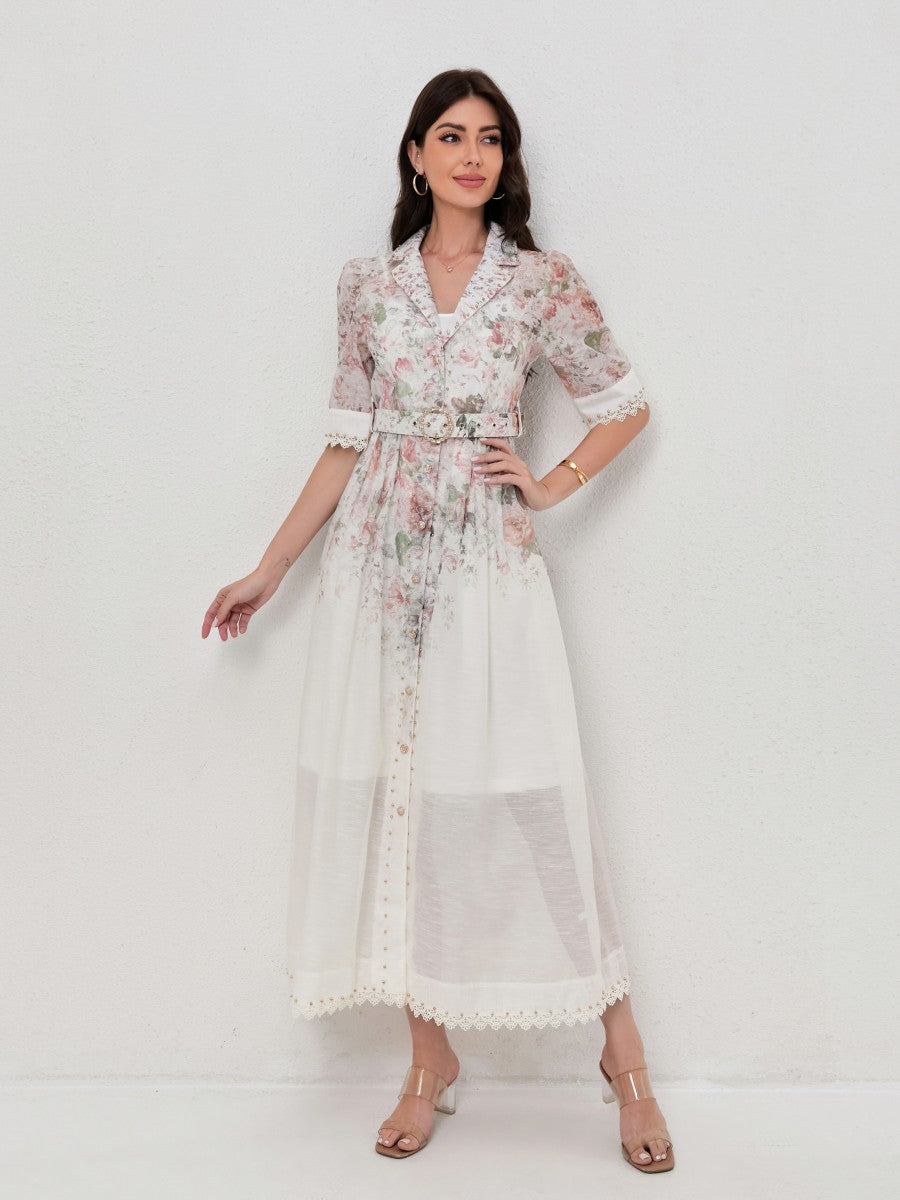 Vintage Floral Print Blazer-Style Dresses