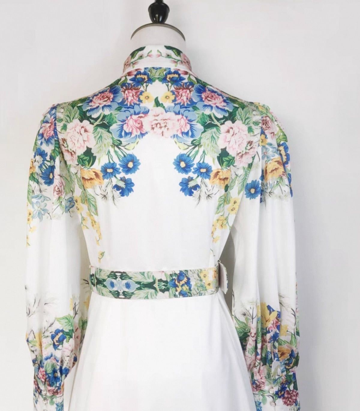Lantern Sleeve Flower Print Dress