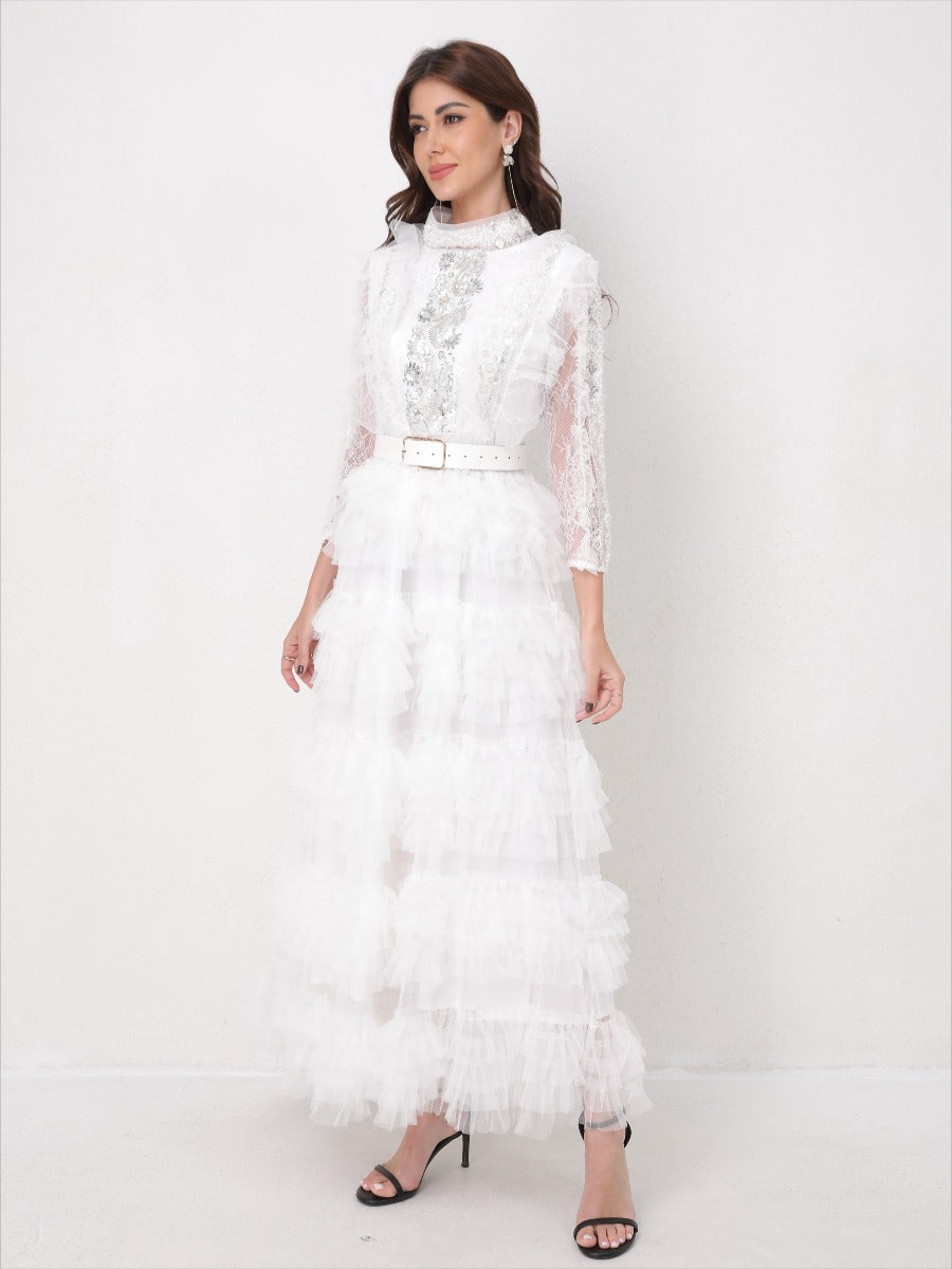 Elegant Sequin-Beaded Tulle Dress