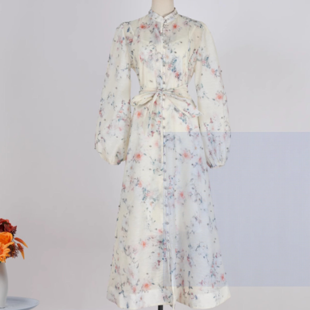 Starry Nail Diamond Single Breasted Printed Dress