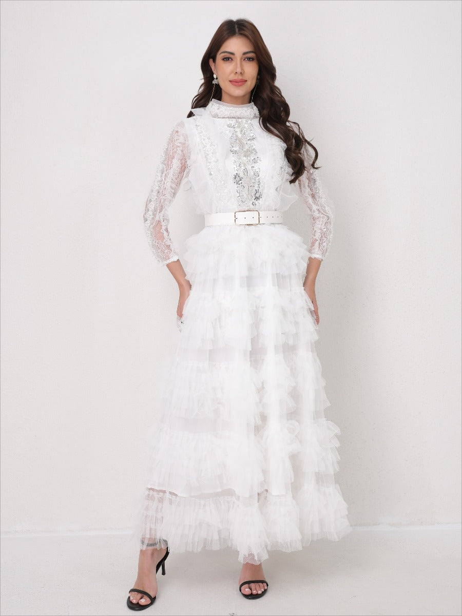 Elegant Sequin-Beaded Tulle Dress