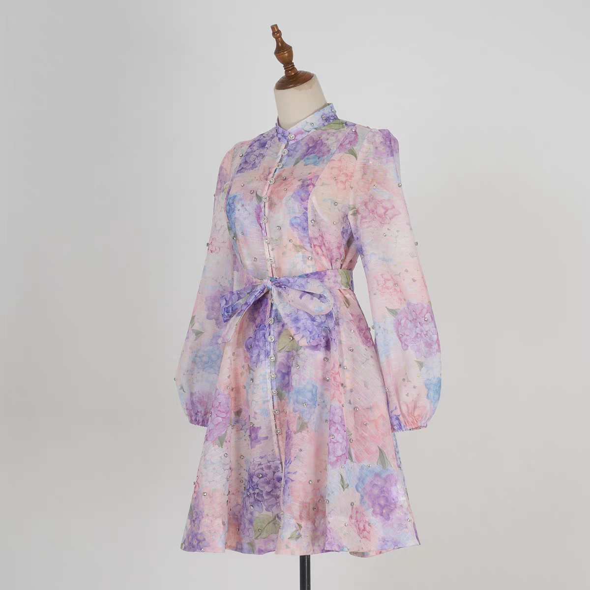 Lantern Sleeve Floral Print Dress