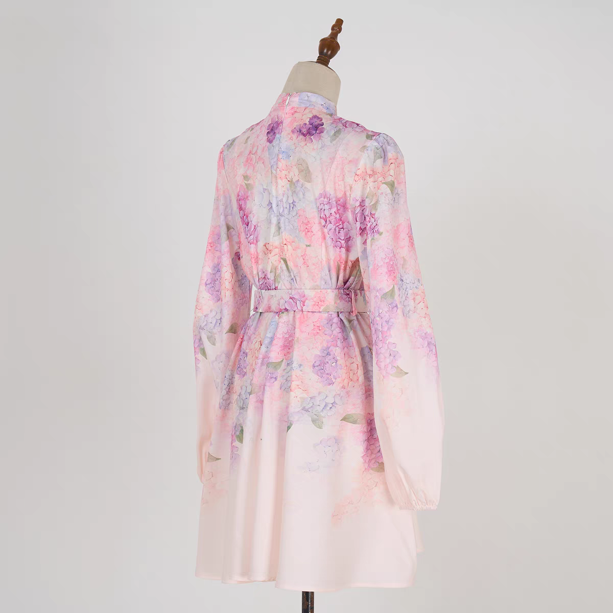 Linen Multi-color Flower Pattern Short Dress
