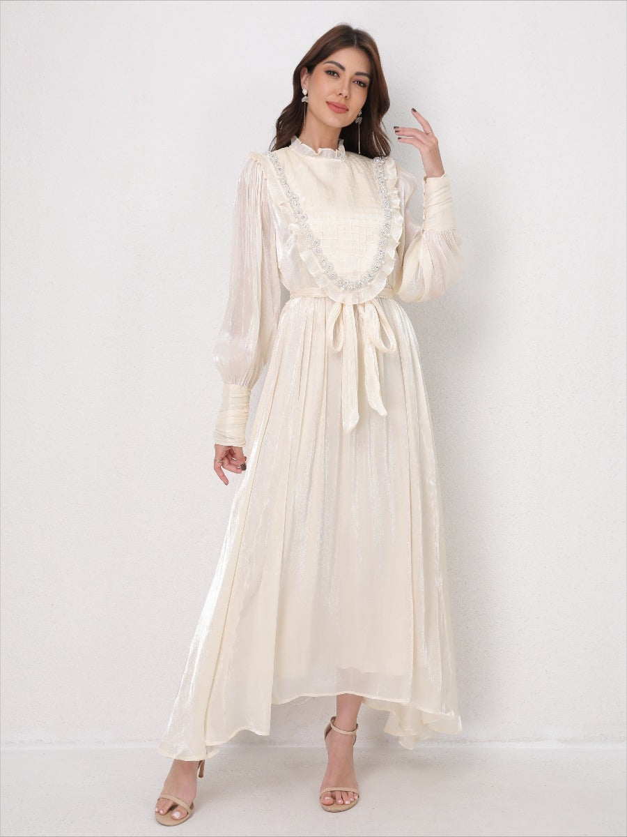 Vintage Lace Panel Embroidery Dress