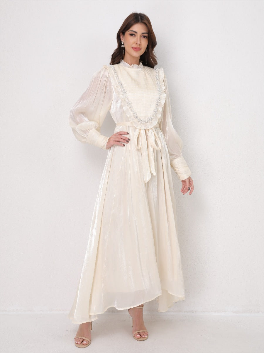 Vintage Lace Panel Embroidery Dress