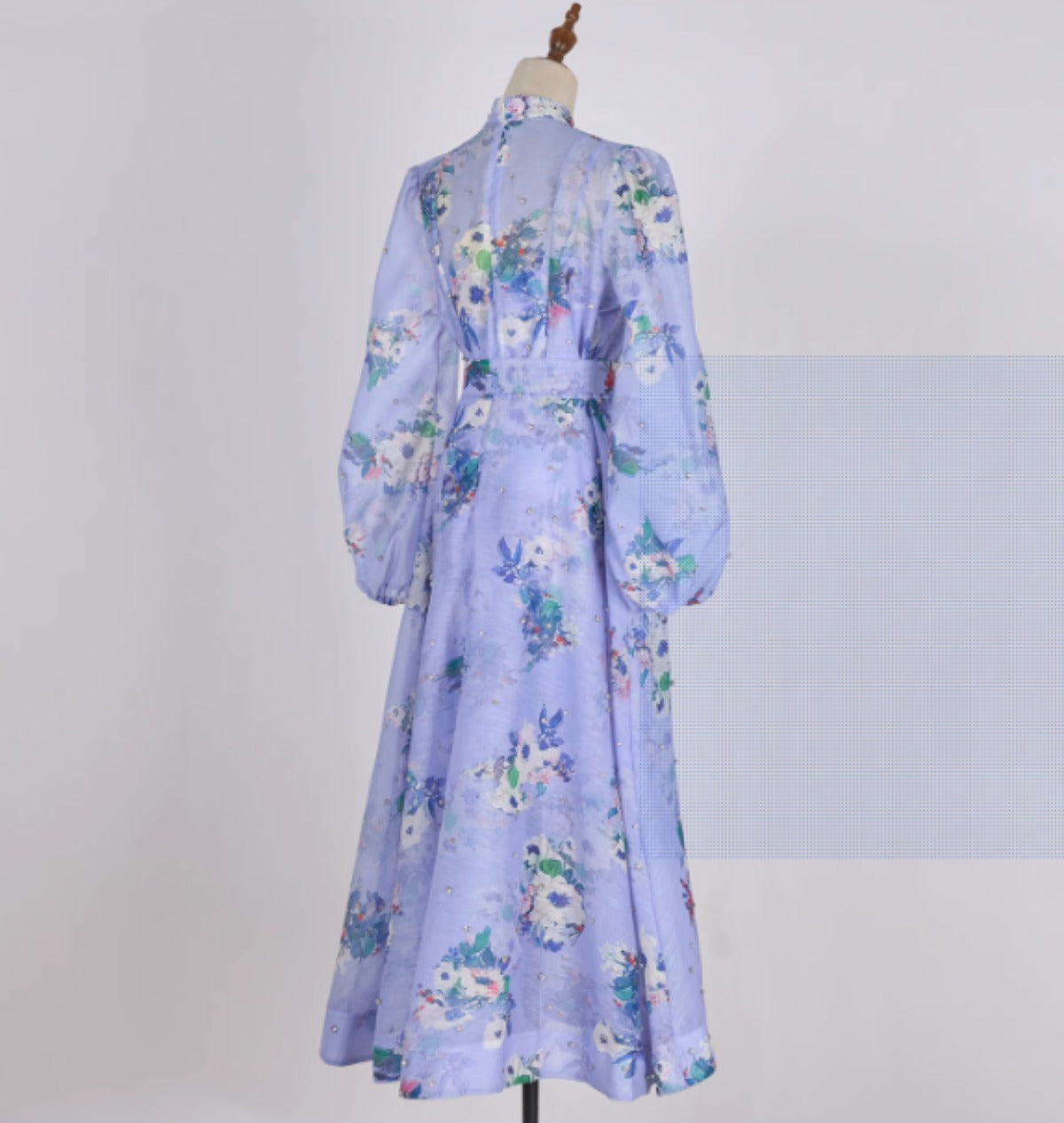 Starry Nail Diamond Single Breasted Printed Dress