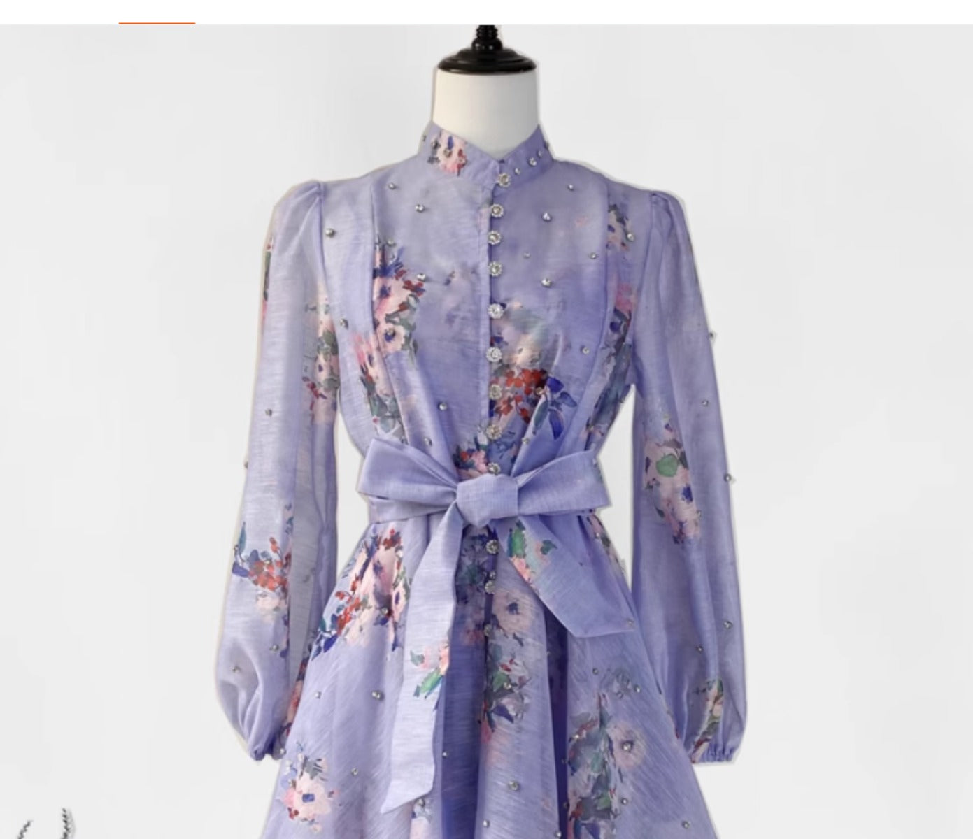 Lantern Sleeve Retro Flower Print Short Dress