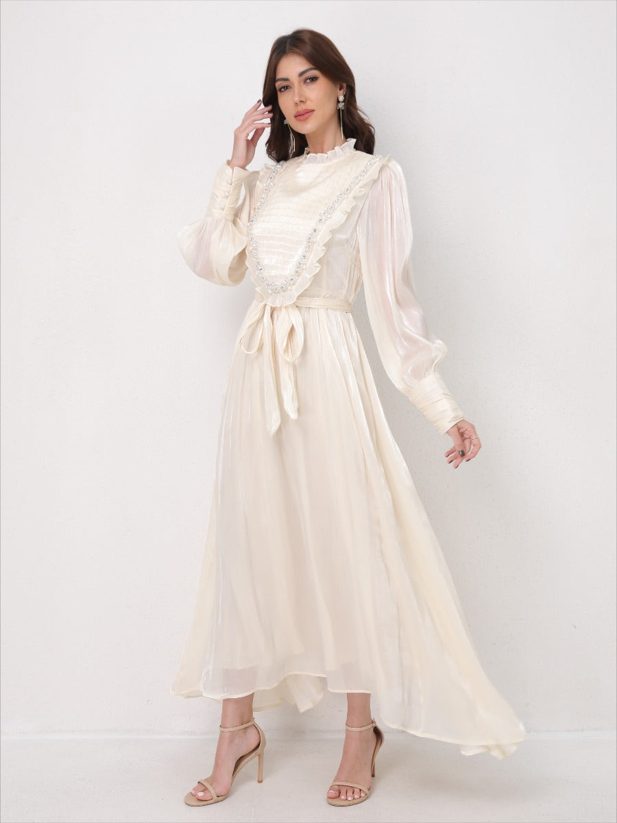 Vintage Lace Panel Embroidery Dress