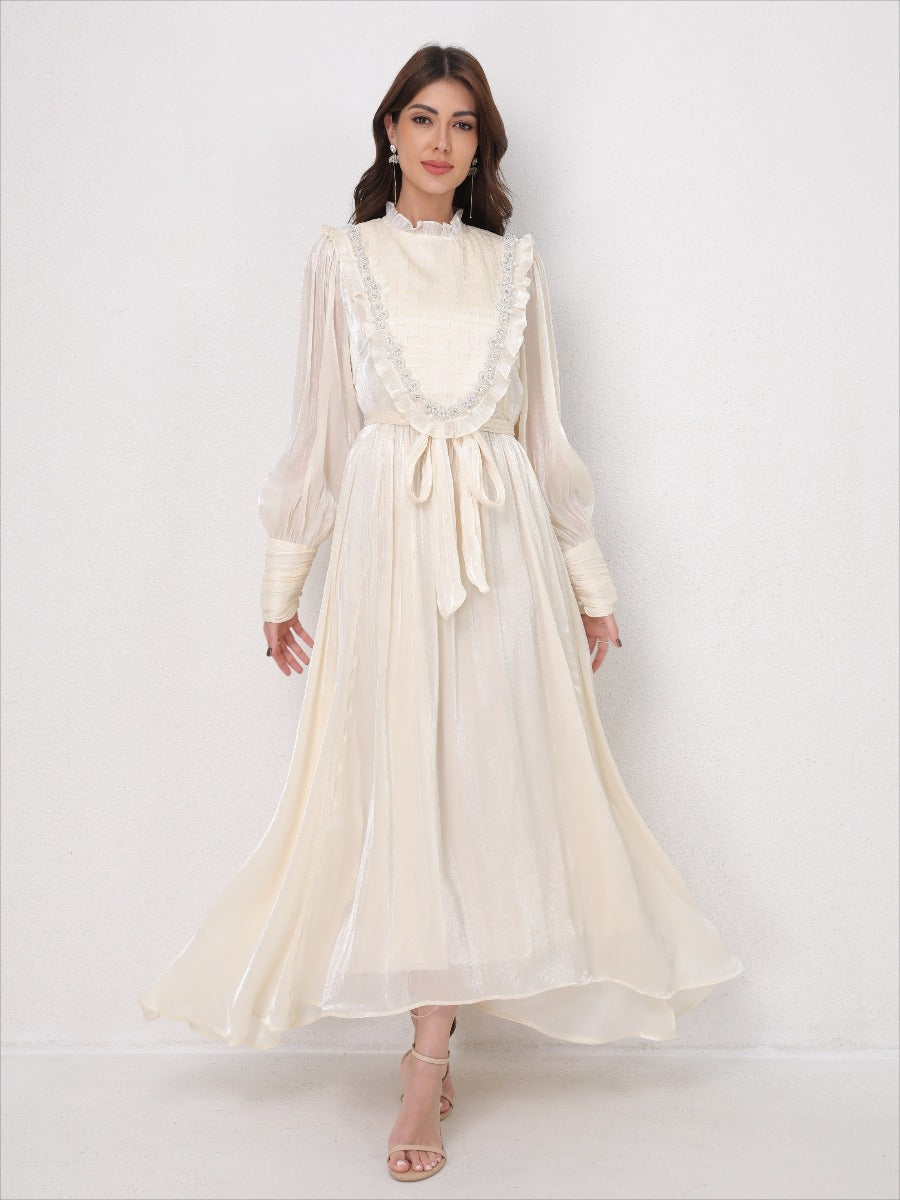 Vintage Lace Panel Embroidery Dress
