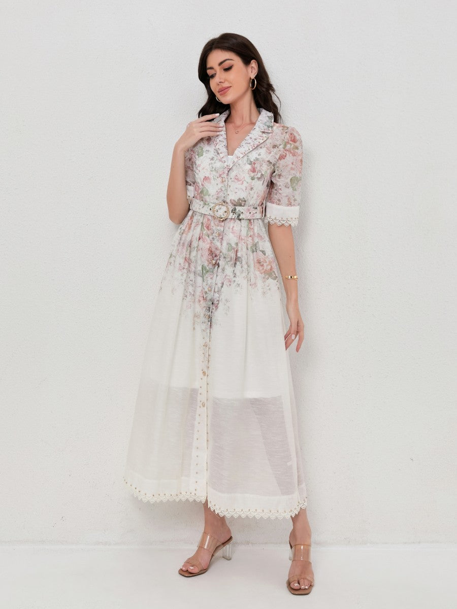 Vintage Floral Print Blazer-Style Dresses
