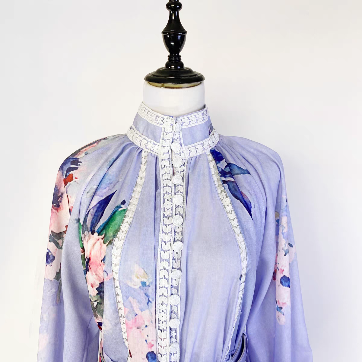 Lace Print Single-Breasted Shirt + Shorts Set