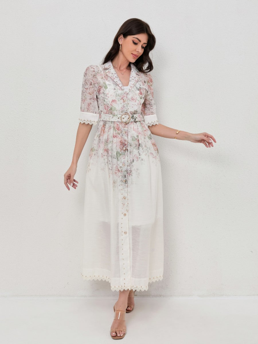 Vintage Floral Print Blazer-Style Dresses