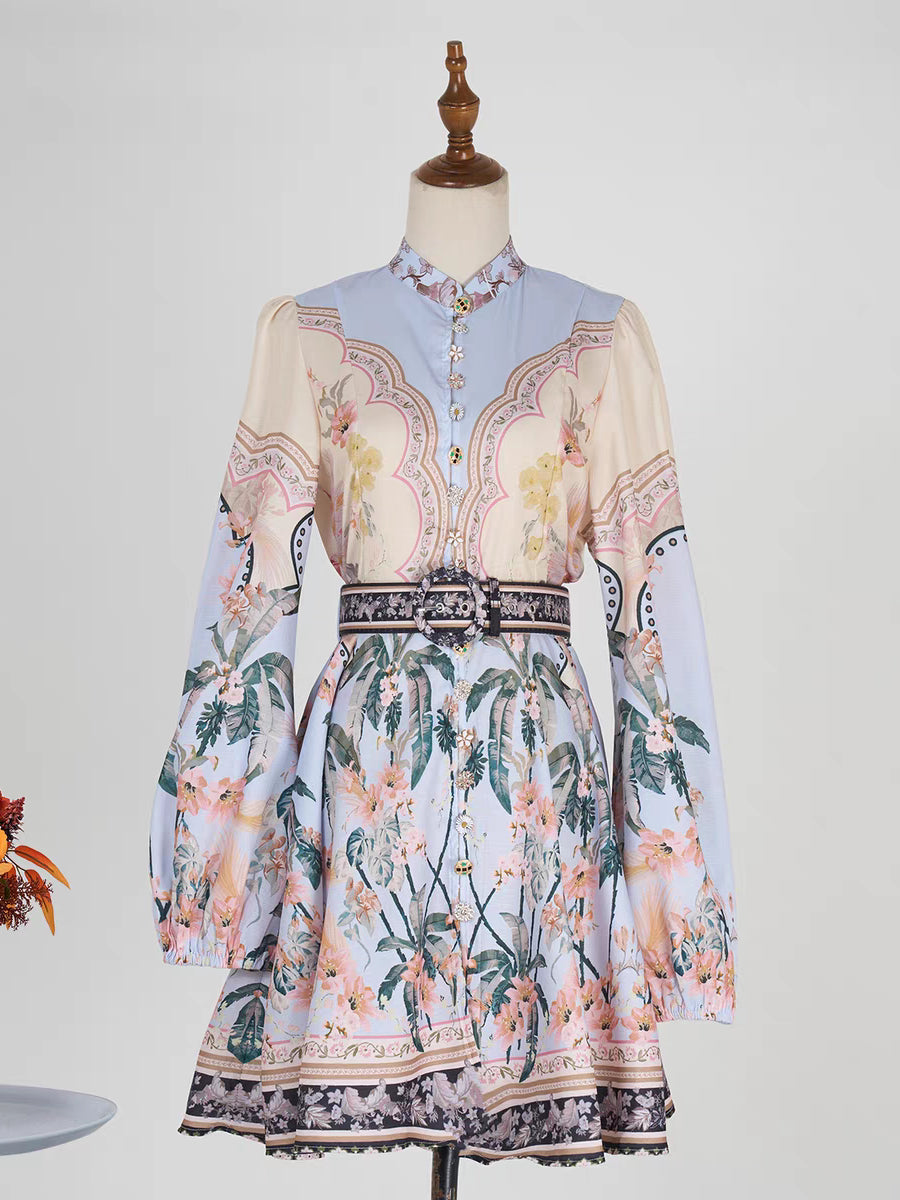 Vintage Heavy-Duty Buttons Short Dress