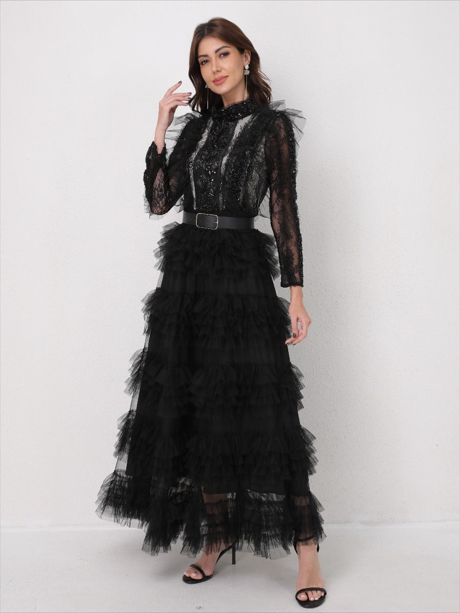 Elegant Sequin-Beaded Tulle Dress