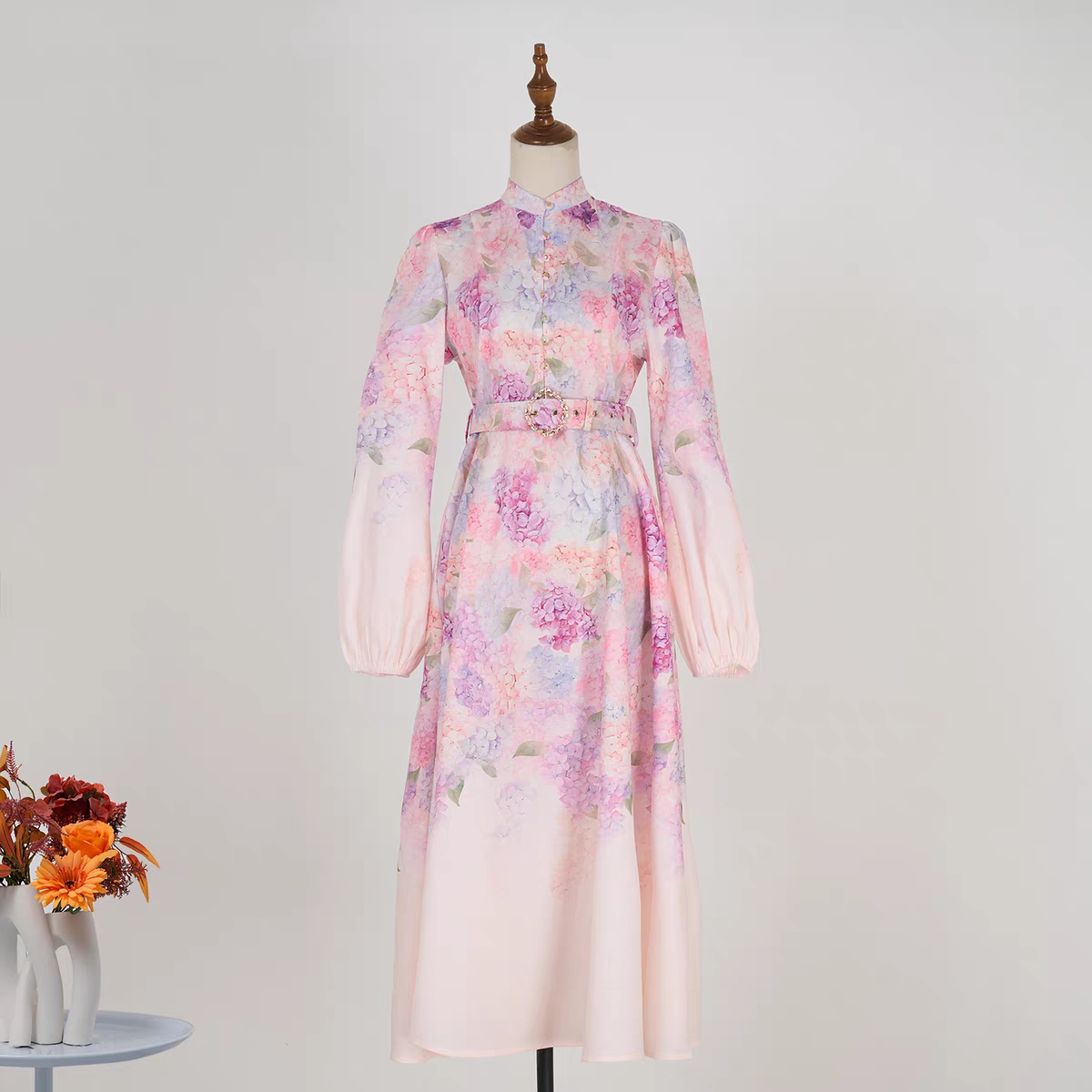 Hydrangea Pattern Linen Dress