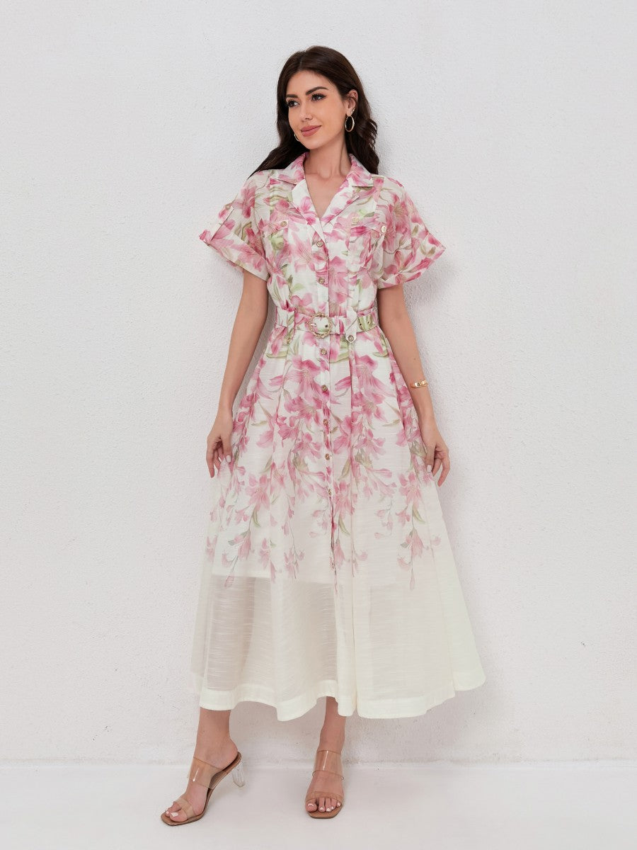 Classic Collared Short Sleeves Shirt Dresses