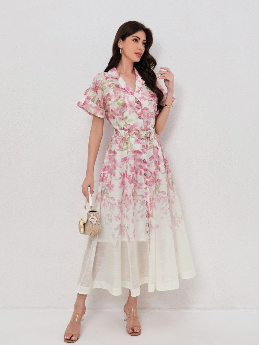Classic Collared Short Sleeves Shirt Dresses