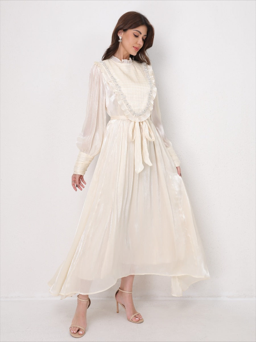 Vintage Lace Panel Embroidery Dress