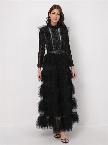 Elegant Sequin-Beaded Tulle Dress