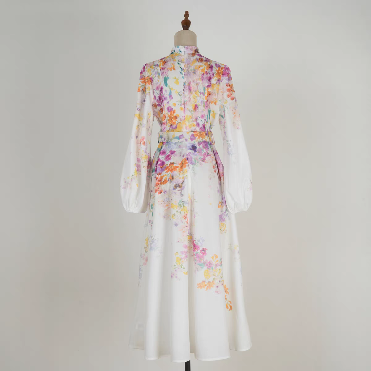 Printed Stand Up Collar Dress