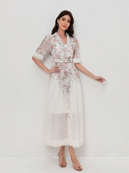 Vintage Floral Print Blazer-Style Dresses
