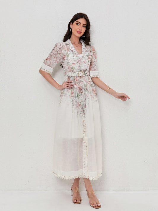 Vintage Floral Print Blazer-Style Dresses