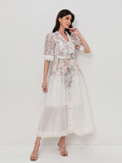 Vintage Floral Print Blazer-Style Dresses