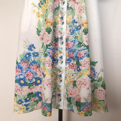 Lantern Sleeve Flower Print Dress
