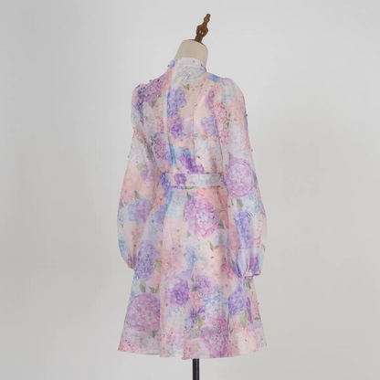 Lantern Sleeve Floral Print Dress