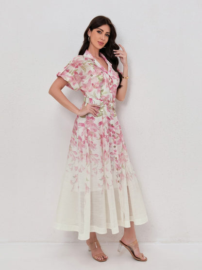 Classic Collared Short Sleeves Shirt Dresses