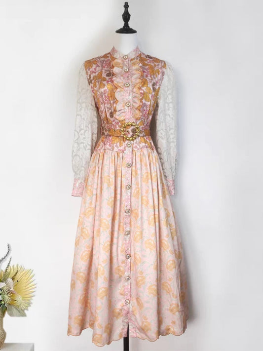 Heavy Embroidery Lace Long Dress