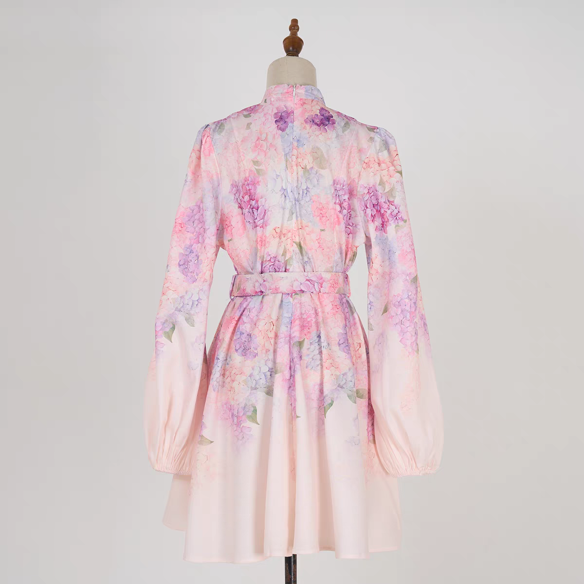 Linen Multi-color Flower Pattern Short Dress