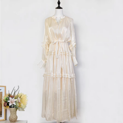Solid Color Silk Long Dress