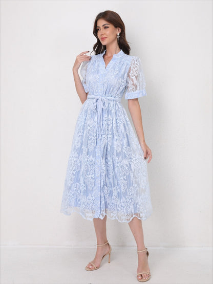 Summer Elegant V Neck Embroidery Dress