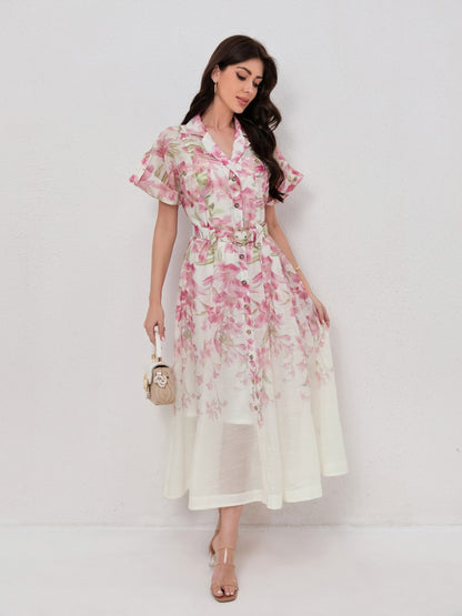 Classic Collared Short Sleeves Shirt Dresses
